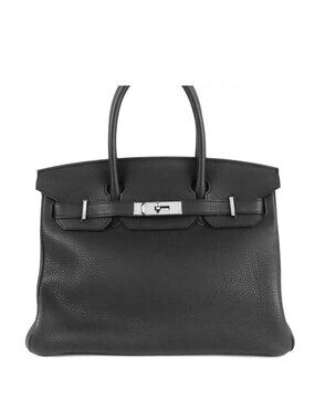 Hermes Birkin 30 Black Silver Togo Handbag